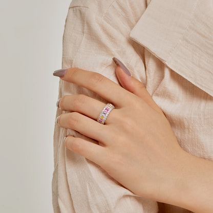 [AuraEcho]Dainty Colorful Radiant Cut Daily Ring