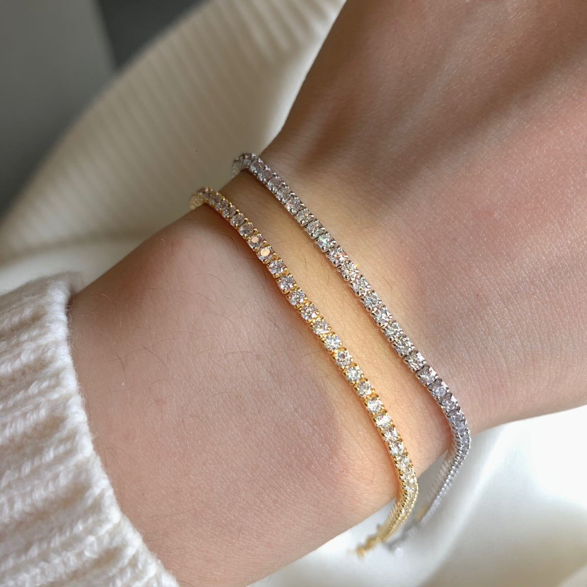 [AuraEcho]Radiant Shinning Princess Cut Tennis Bracelet