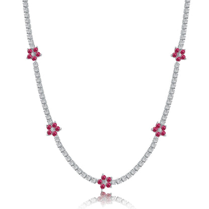 [AuraEcho]Luxurious Colorful Flower Tennis Necklace