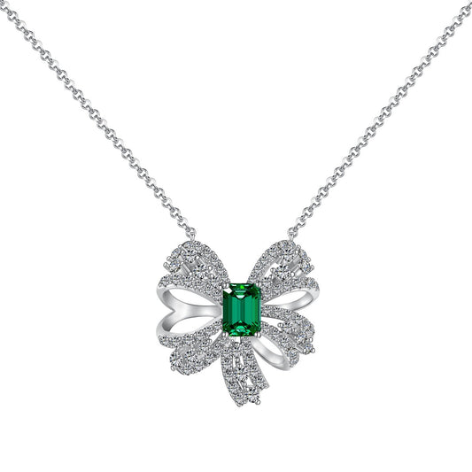 [AuraEcho]Luxurious Flower Shape Emerald Cut Necklace