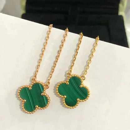 [AuraEcho]CLOVER 15MM MALACHITE SINGLE FLOWER  NECKLACE