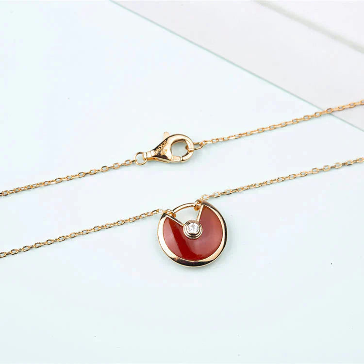 [AuraEcho]AMULETTE GOLD CARNELIAN ONYX NECKLACE