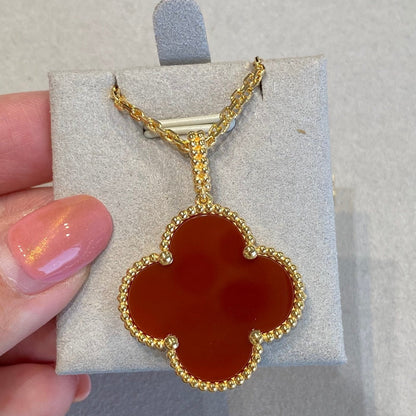 [AuraEcho]CLOVER 25MM NECKLACE GOLD CARNELIAN