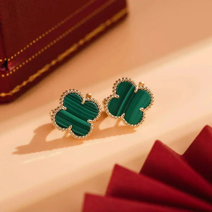 [AuraEcho]CLOVER MEDIUM 1 MOTIFS MALACHITE  EARRINGS