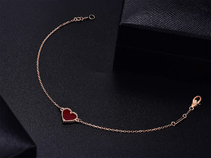[AuraEcho]HEART CARNELIAN PINK GOLD BRACELET