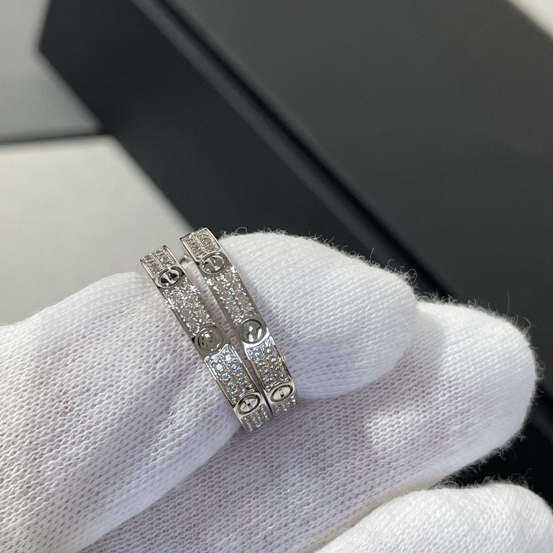 [AuraEcho]LOVE DIAMOND SILVER HOOP EARRINGS