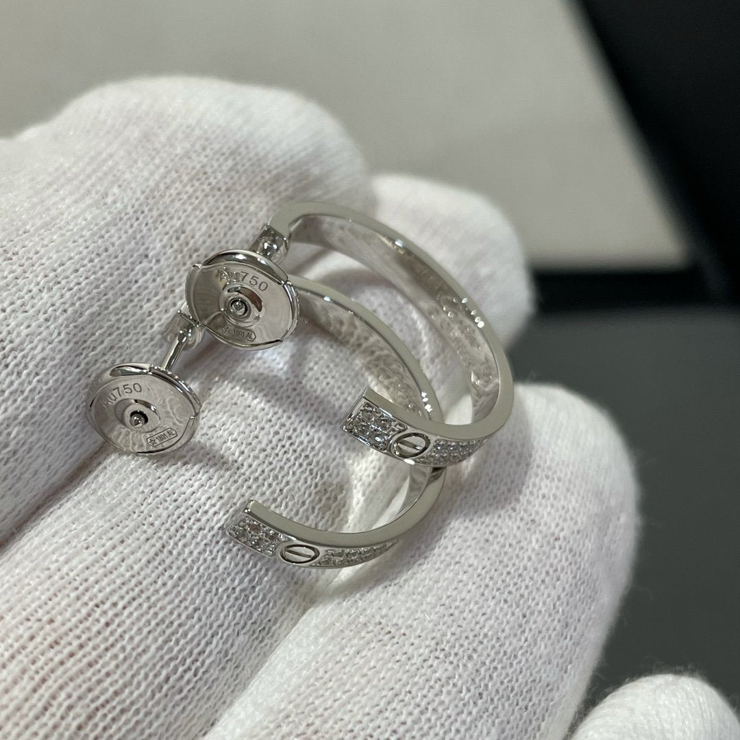[AuraEcho]LOVE DIAMOND SILVER HOOP EARRINGS
