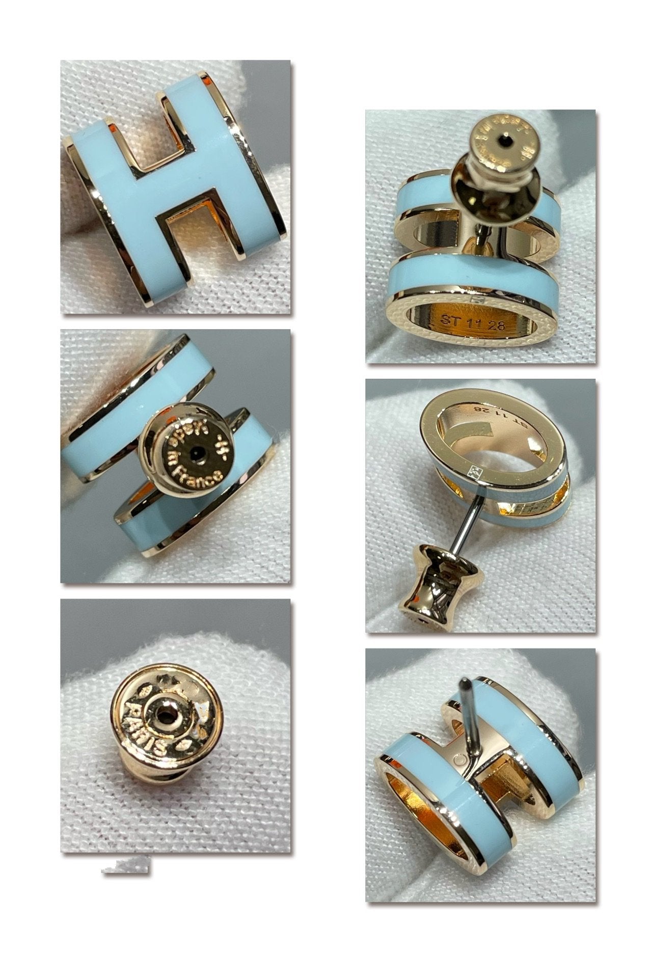 [AuraEcho]POP H SKY BLUE STUD EARRINGS