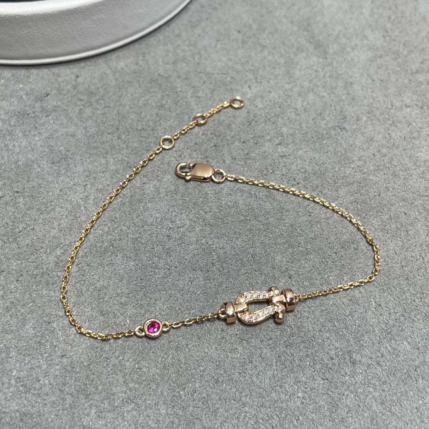 [AuraEcho]FORCE 10 DIAMOND CHAIN LINK PINK GOLD BRACELET