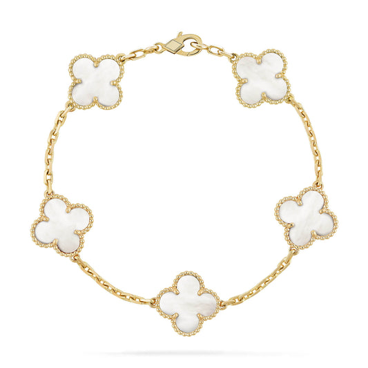 [AuraEcho]CLOVER  5 MOTIF WHITE MOP BRACELET