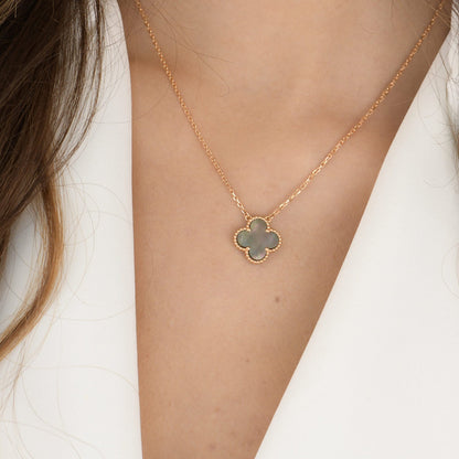 [AuraEcho]CLOVER 15MM  GRAY MOTHER OF PEARL NECKLACE