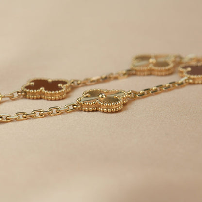 [AuraEcho]CLOVER  5 MOTIFS CARNELIAN GOLD BRACELET