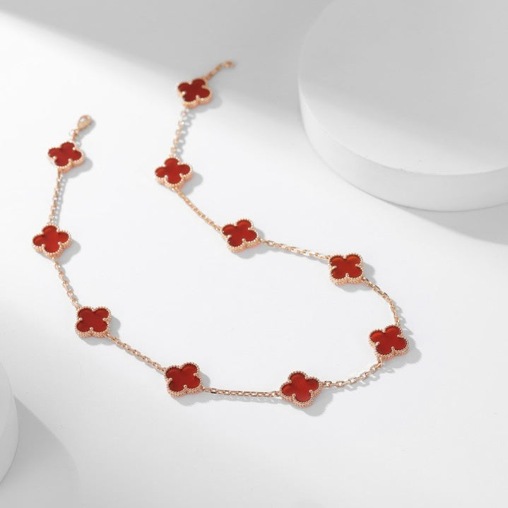 [AuraEcho]CLOVER 10 MOTIFS CARNELIAN NECKLACE
