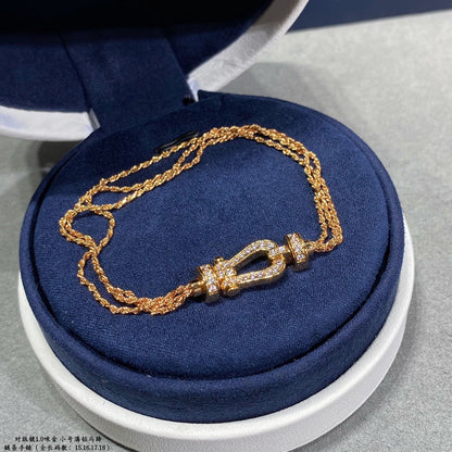 [AuraEcho]FORCE SMALL HORSESHOE  DIAMOND CHAIN ROPE BRACELET