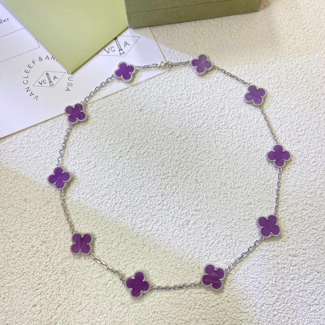 [AuraEcho]CLOVER 10 MOTIFS  PURPLE VIOLET  NECKLACE