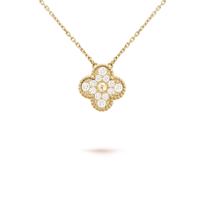 [AuraEcho]CLOVER 15MM DIAMOND SINGLE FLOWER NECKLACE