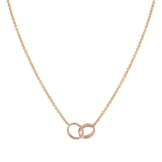 [AuraEcho]LOVE NECKLACE DOUBLE RING PINK GOLD