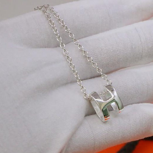 [AuraEcho]HM NECKLACE H LETTER OVAL SERIES