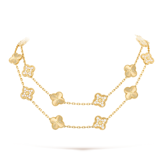 [AuraEcho]CLOVER 20 MOTIFS LASER DIAMOND NECKLACE