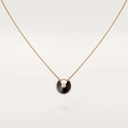 [AuraEcho]AMULETTE ROSE GOLD ONYX NECKLACE