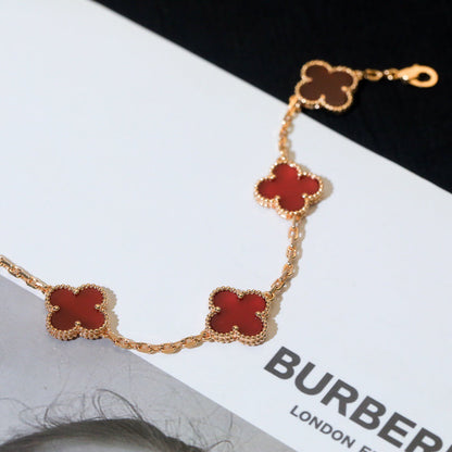 [AuraEcho]CLOVER 5 MOTIFS RED AGATE  BRACELET