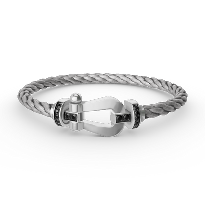 [AuraEcho]FORCE LARGE HORSESHOE BLACK DIAMOND BRACELET SILVER