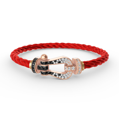 [AuraEcho]FORCE LARGE HORSESHOE BLACK WHITE DIAMOND BRACELET ROSE GOLD