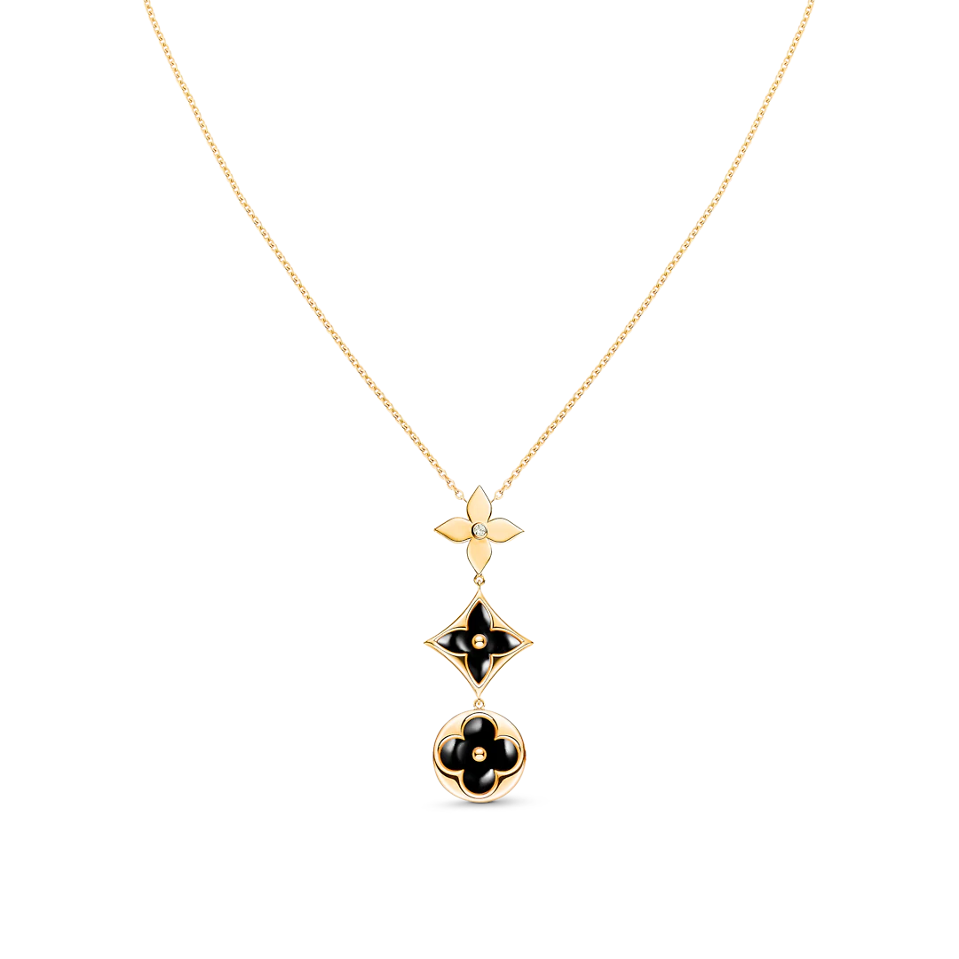 [AuraEcho]STAR AND SUN ONYX PINK GOLD NECKLACE