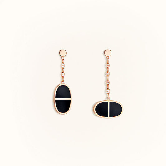 [AuraEcho]CHAINE VERSO BLACK CERAMIC EARRINGS