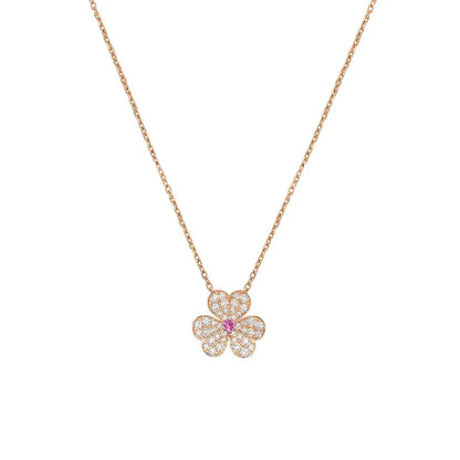 [AuraEcho]FRIVOLE ROSE GOLD FLOWER DIAMOND NECKLACE